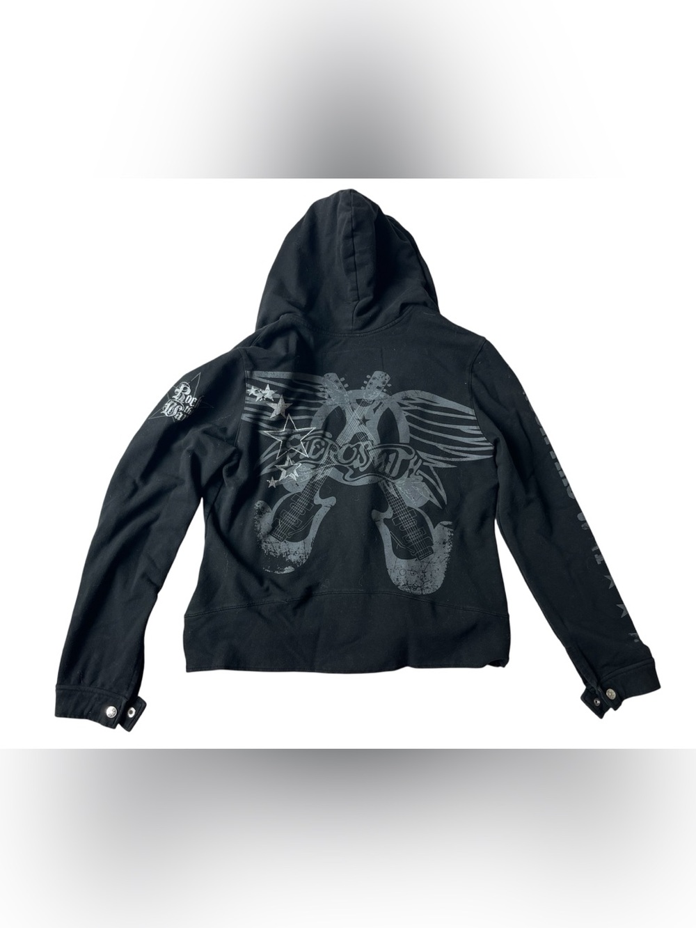 DISNEY AEROSMITH ROCKIN ROLLERCOASTER BLACK HOODIE SWEATSHIRT COTTON WOMENS XL